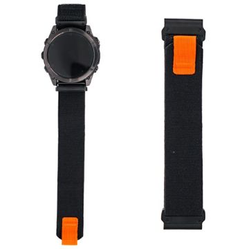 KALEBOL 22mm Watch Band Garmin Fenix 7 / Fenix 7 Pro Magic Tape Nylon Loop Wrist Strap - Black