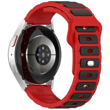 KALEBOL 20mm Dual Color Silicone Strap Samsung Galaxy Watch6 Classic 47mm / 43mm / Huawei Watch GT 3 Pro 43mm Watch Band - Red+Black