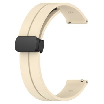 KALEBOL 20mm Magnetic Buckle Strap Samsung Galaxy Watch6 Classic 47mm / 43mm / Huawei Watch GT 3 Pro 43mm Silicone Watch Band - Beige