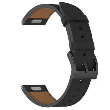 Samsung Huawei Huami Garmin Smartwatch Band 20mm Universal Top Layer Cowhide Leather Strap - Black