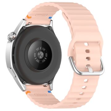 22mm Watch Strap Samsung Galaxy Watch3 45mm / Watch 46mm / Huawei Watch 4 Pro Flat Wavy Silicone Band - Pink
