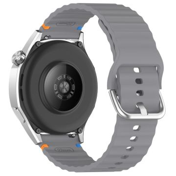 22mm Watch Strap Samsung Galaxy Watch3 45mm / Watch 46mm / Huawei Watch 4 Pro Flat Wavy Silicone Band - Grey