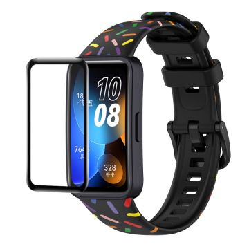 Enkay Hat Prince Huawei Band 8 Silicone Watch Band with Screen Protector - Black