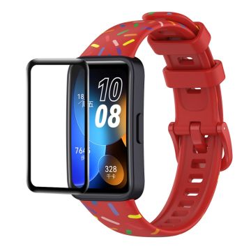 Enkay Hat Prince Huawei Band 8 Silicone Watch Band with Screen Protector - Red