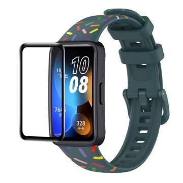 Enkay Hat Prince Huawei Band 8 Silicone Watch Band with Screen Protector - Green