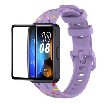 Enkay Hat Prince Huawei Band 8 Silicone Watch Band with Screen Protector - Purple