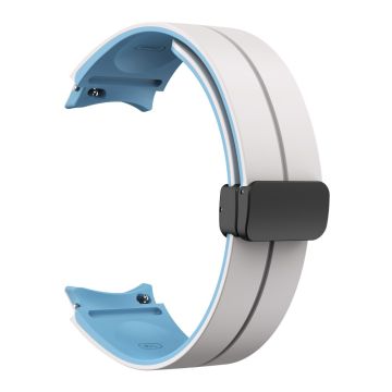 Silicone Dual-Color Magnetic Watch Band for Samsung Galaxy Watches - White+Baby Blue