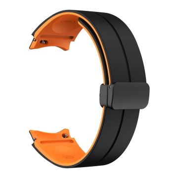 Silicone Dual-Color Magnetic Watch Band for Samsung Galaxy Watches - Black+Orange