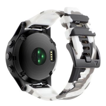 Silicone Camouflage Pattern Watch Band for Garmin Fenix 7/6 - Camouflage White