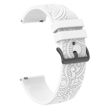 Garmin Vivomove / Samsung Gear Sport / Pebble 2 / Huawei Watch 2 Patten Silicone Strap 20mm Watchband - White