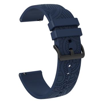 Garmin Vivomove / Samsung Gear Sport / Pebble 2 / Huawei Watch 2 Patten Silicone Strap 20mm Watchband - Navy Blue