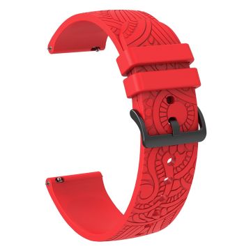 Garmin Vivomove / Samsung Gear Sport / Pebble 2 / Huawei Watch 2 Patten Silicone Strap 20mm Watchband - Red