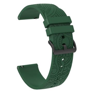 Garmin Vivomove / Samsung Gear Sport / Pebble 2 / Huawei Watch 2 Patten Silicone Strap 20mm Watchband - Blackish Green