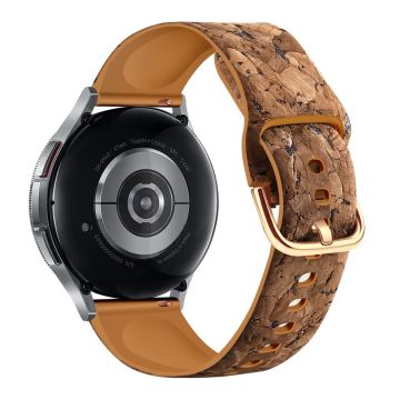 20mm Watch Band Samsung Galaxy Watch6 Classic 43mm 47mm / Watch6 40mm 44mm Genuine Tree LeatherandTPE Strap - Style A