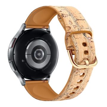 20mm Watch Band Samsung Galaxy Watch6 Classic 43mm 47mm / Watch6 40mm 44mm Genuine Tree LeatherandTPE Strap - Style A