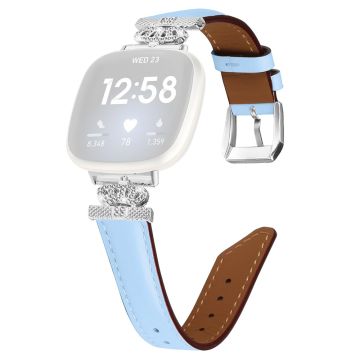 Fitbit Versa 3 / 4 / Sense 2 Watch Band Crown Connector Replacement Strap with Silver Buckle - Blue