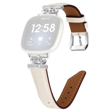 Fitbit Versa 3 / 4 / Sense 2 Watch Band Crown Connector Replacement Strap with Silver Buckle - Apricot