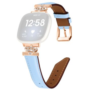 Fitbit Versa 3 / Versa 4 / Sense / Sense 2 Rose Gold Buckle Watch Band Crown Rhinestone Wrist Strap - Blue