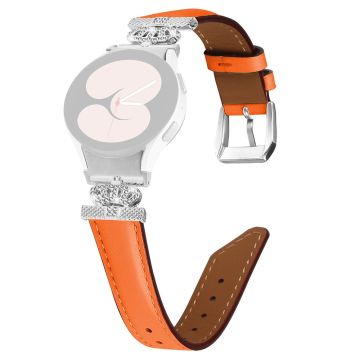 Wristband Samsung Galaxy Watch Universal Rhinestone Crown Connector Watch Strap with Silver Buckle - Orange