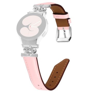 Wristband Samsung Galaxy Watch Universal Rhinestone Crown Connector Watch Strap with Silver Buckle - Pink