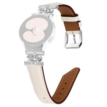 Wristband Samsung Galaxy Watch Universal Rhinestone Crown Connector Watch Strap with Silver Buckle - Apricot