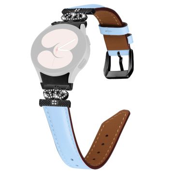 Black Buckle Band Samsung Galaxy Watch Universal Rhinestone Crown Connector Watch Strap Bracelet - Blue