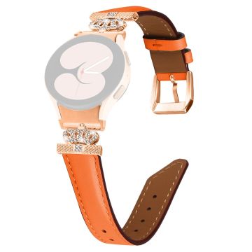 Watch Band Samsung Galaxy Watch Universal Rhinestone Crown Connector Bracelet with Rose Gold Buckle - Orange