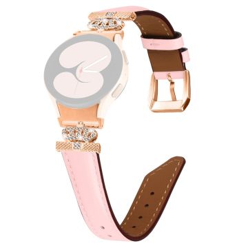 Watch Band Samsung Galaxy Watch Universal Rhinestone Crown Connector Bracelet with Rose Gold Buckle - Pink