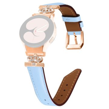 Watch Band Samsung Galaxy Watch Universal Rhinestone Crown Connector Bracelet with Rose Gold Buckle - Blue