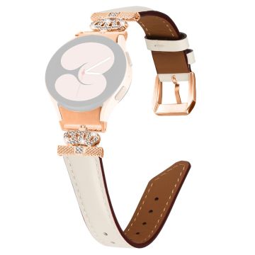 Watch Band Samsung Galaxy Watch Universal Rhinestone Crown Connector Bracelet with Rose Gold Buckle - Apricot