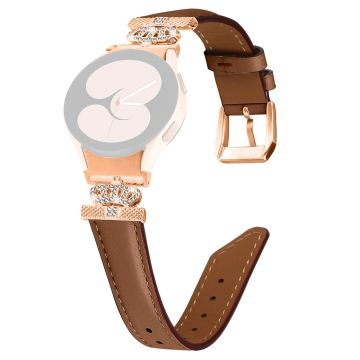 Watch Band Samsung Galaxy Watch Universal Rhinestone Crown Connector Bracelet with Rose Gold Buckle - Brown