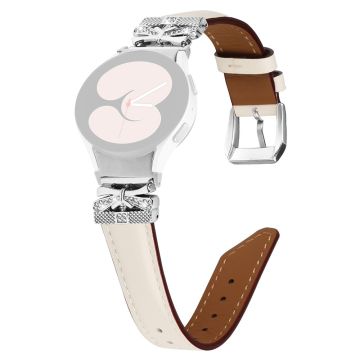 Samsung Galaxy Watch6 44mm / Watch6 Classic 43mm / 47mm Silver Buckle Watch Band Strap with Butterfly Connector - Apricot