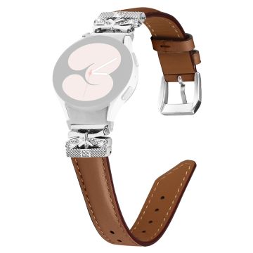 Samsung Galaxy Watch6 44mm / Watch6 Classic 43mm / 47mm Silver Buckle Watch Band Strap with Butterfly Connector - Brown