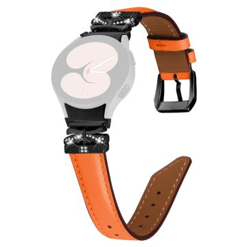 Samsung Galaxy Watch6 44mm / Watch6 Classic 43mm / 47mm Black Buckle Watchband Butterfly Connector Strap - Orange