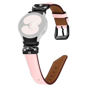 Samsung Galaxy Watch6 44mm / Watch6 Classic 43mm / 47mm Black Buckle Watchband Butterfly Connector Strap - Pink