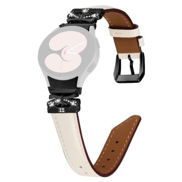 Samsung Galaxy Watch6 44mm / Watch6 Classic 43mm / 47mm Black Buckle Watchband Butterfly Connector Strap - Apricot