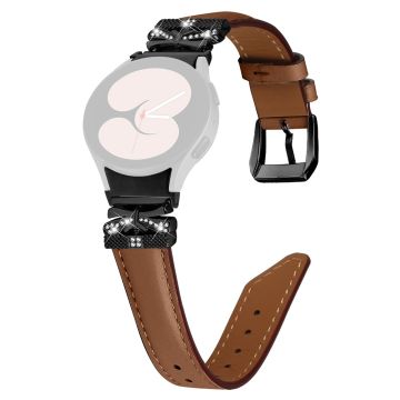 Samsung Galaxy Watch6 44mm / Watch6 Classic 43mm / 47mm Black Buckle Watchband Butterfly Connector Strap - Brown