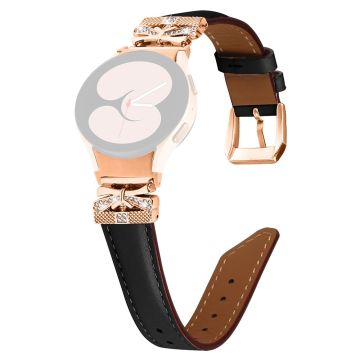 Samsung Galaxy Watch6 44mm / Watch6 Classic 43mm / 47mm Watch Strap Rose Gold Buckle Butterfly Connector Band - Black