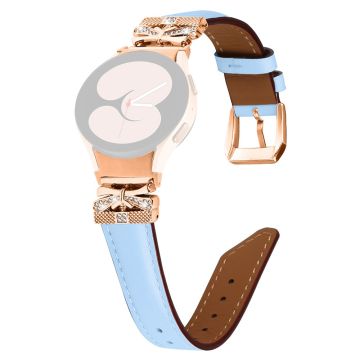 Samsung Galaxy Watch6 44mm / Watch6 Classic 43mm / 47mm Watch Strap Rose Gold Buckle Butterfly Connector Band - Blue