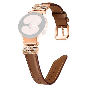 Samsung Galaxy Watch6 44mm / Watch6 Classic 43mm / 47mm Watch Strap Rose Gold Buckle Butterfly Connector Band - Brown