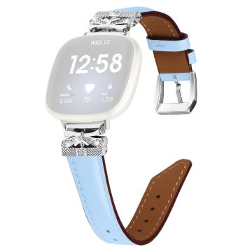 Fitbit Versa 3 / 4 / Sense / Sense 2 Silver Buckle Watchband Butterfly Connector Strap - Blue