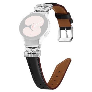 Silver Buckle Butterfly Decor Strap Samsung Galaxy Watch Universal 20mm Wristband - Black