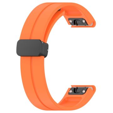 Samsung Galaxy Watch 6 / 6 Classic / 5 / 4 / Huawei Watch GT 3 42mm Watch Strap Black Buckle 20mm Magnetic Silicone Band - Orange