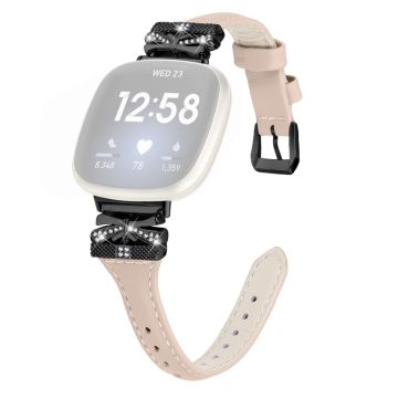 Black Buckle Wrist Band Fitbit Versa 3 / 4 / Sense / Sense 2 Butterfly Connector Smart Watch Strap - Apricot