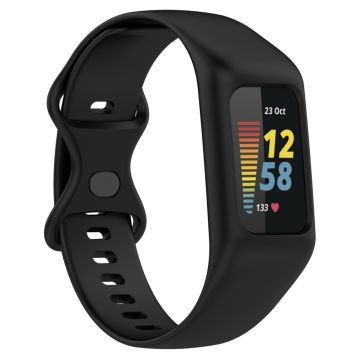 Fitbit Charge 6 / 5 / 4 / 3 Watch Strap Integrate Silicone Watch Band with Case Cover - Black