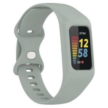 Fitbit Charge 6 / 5 / 4 / 3 Watch Strap Integrate Silicone Watch Band with Case Cover - Grey