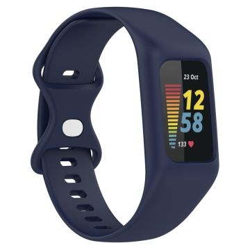 Fitbit Charge 6 / 5 / 4 / 3 Watch Strap Integrate Silicone Watch Band with Case Cover - Navy Blue