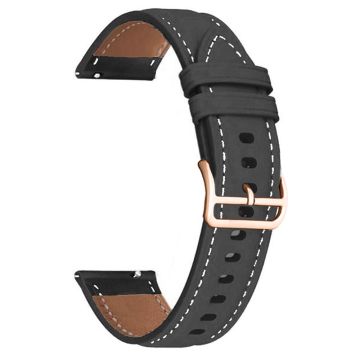 Garmin vivoactive 5 / Venu 2 Plus / Venu Sq Vegan Leather Watch Strap Gold Buckle 20mm Watch Band - Black