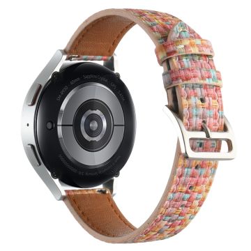 Garmin Active 5 / Samsung Galaxy Watch6 Classic 47mm 43mm Watch Band 20mm Braided Vegan Leather Wrist Strap - Pink Blue