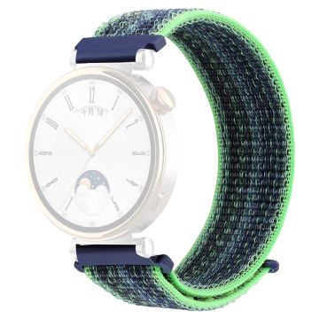 Huawei Watch GT 4 41mm / Garmin Venu 3S Nylon Watch Strap 18mm Sports Watchband - Bright Green+Blue